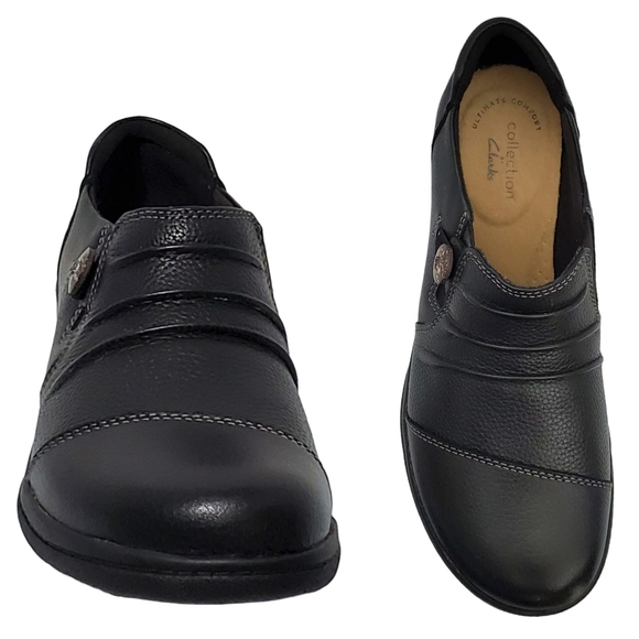 New Clarks collection cheyn inca ultimate comfort slip on loafers black leather - Picture 11 of 16